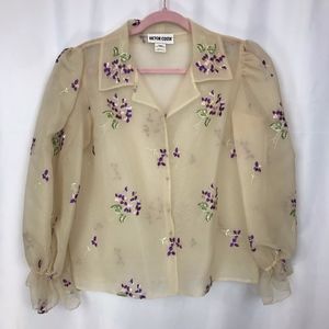 Victor Costa limited ed. cream floral event blouse